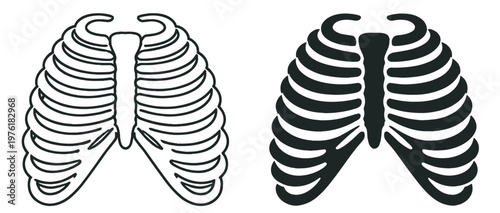 human rib cage anatomy icon, chest skeleton bones vector illustration, medical healthcare and thorax structure symbol isolated on transparent background