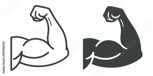 human arm muscle bicep icon, flexing limb anatomy vector illustration, medical healthcare and fitness strength symbol isolated on transparent background