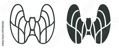human thyroid gland anatomy icon, endocrine system organ vector illustration, medical healthcare and biology symbol isolated on transparent background