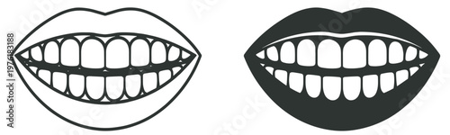 human mouth smile icon, teeth and lips dental anatomy vector illustration, oral healthcare and dentist symbol isolated on transparent background