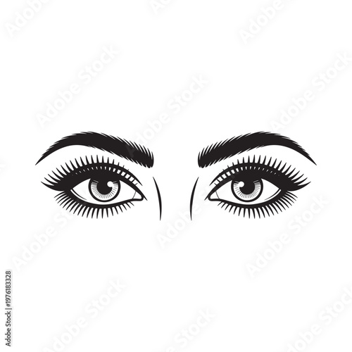 Detailed illustration of a pair of feminine eyes with long eyelashes