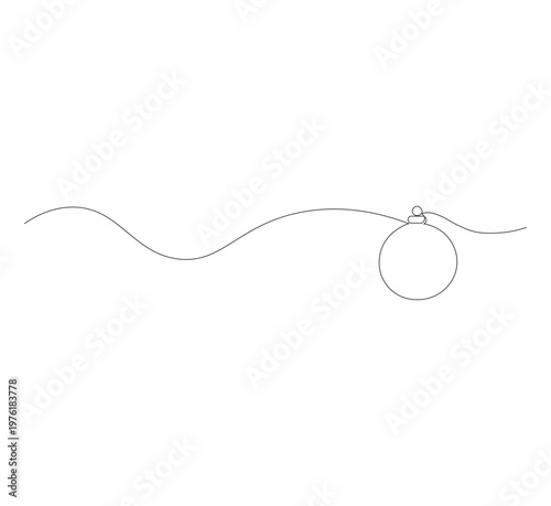 continuous line drawing Christmas ball icon vector art outline isolated, illustration editable, christmas celebration