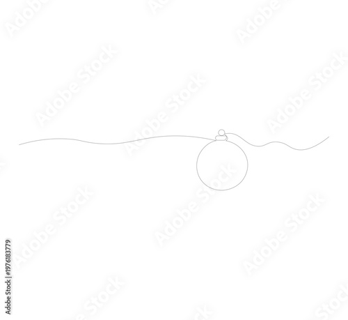 continuous line drawing Christmas ball icon vector art outline isolated, illustration editable, christmas celebration