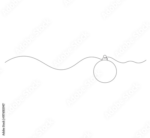continuous line drawing Christmas ball icon vector art outline isolated, illustration editable, christmas celebration
