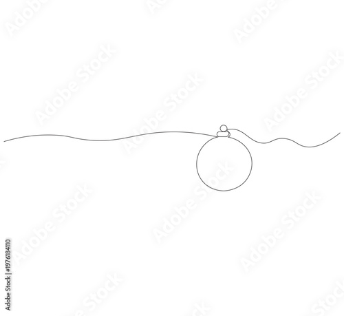 continuous line drawing Christmas ball icon vector art outline isolated, illustration editable, christmas celebration