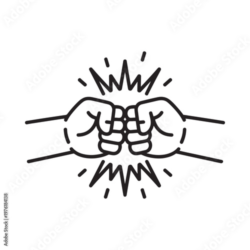 Two hands bumping fists in a playful sketched illustration