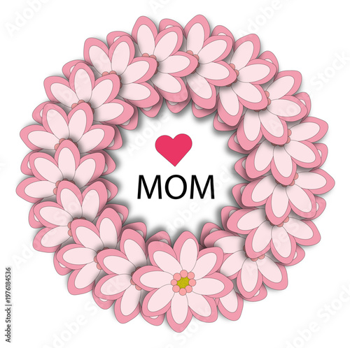 Beautiful Flower Frame Circle for Mother's Day Greeting Card