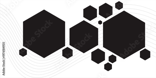 Abstract black hexagon. Vector Illustration. Clip-art