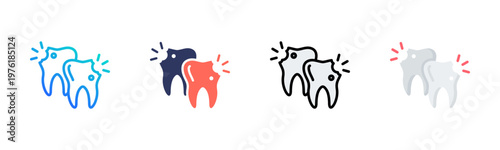 Dental Caries Icon Set Multiple Style Collection