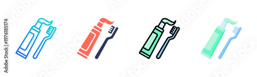 Toothpaste Icon Set Multiple Style Collection