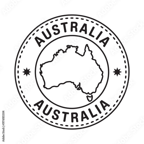 Australia stamp illustration featuring the country s outline and text