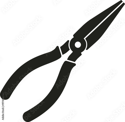 Black and white vector graphic illustration of pliers with handles and jaws