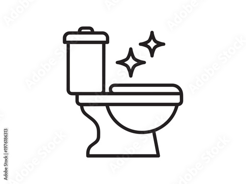Clean toilet bowl with sparkling stars, symbol for hygiene and sanitation.