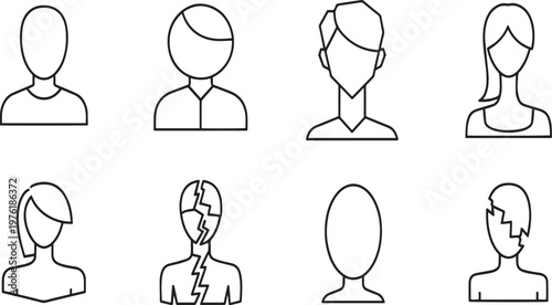 User Avatar and Profile Outline Icons for Identity and Personality