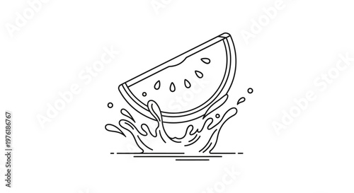 Fresh Watermelon Slice with Juice Splash.