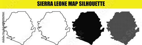 фотографія Sierra Leone map silhouette outline set isolated on white and transparent backgrounds for design Vector illustration