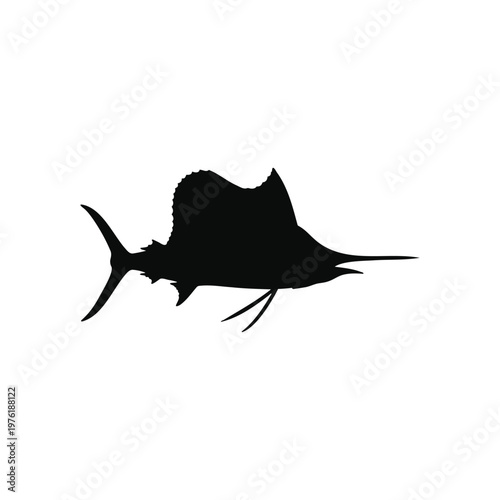 Pacific sailfish silhouette vector flat illustration design.