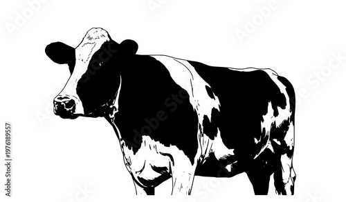 Cute Cartoon Cow Flat Vector Happy Farm Animal Character Isolated on White