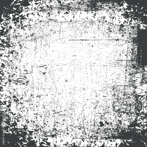 Square abstract vector grunge background or texture with scratches, stains and splashes of dirt with rust, simulating an old wall or metal