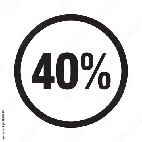 A black circle displaying the percentage of forty with a percent sign