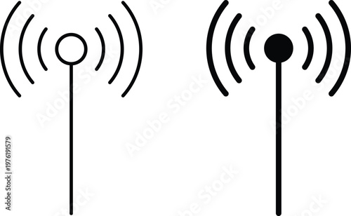 Cuadro en lienzo Simple black and white wireless signal icons with lines