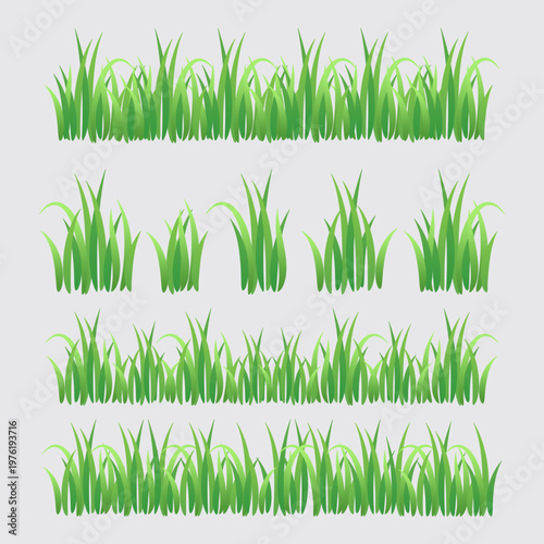 Green Grass Vector Illustration Set