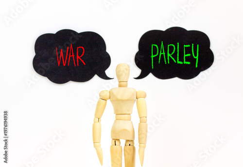 Tableau sur toile Parley instead war symbol