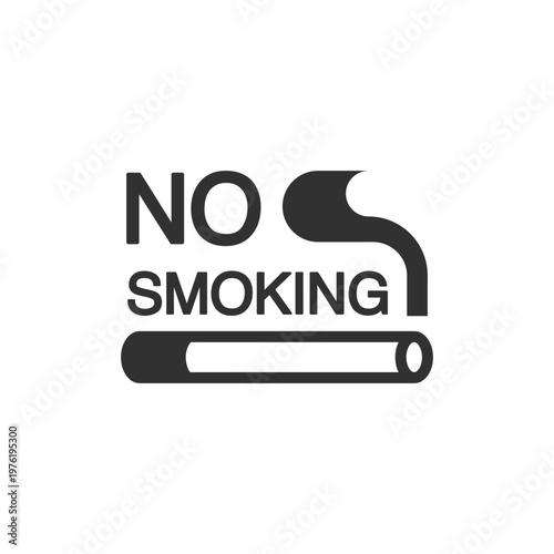 No smoking text sign icon. Smoking prohibition notice and regulation message. Monochrome black and white symbol