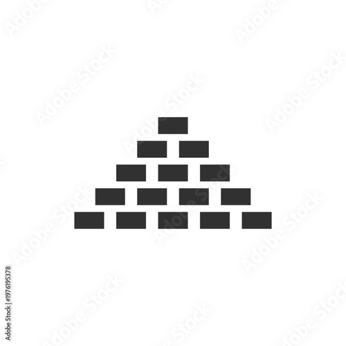 Stack of bricks icon. Construction material storage concept. Monochrome black and white symbol