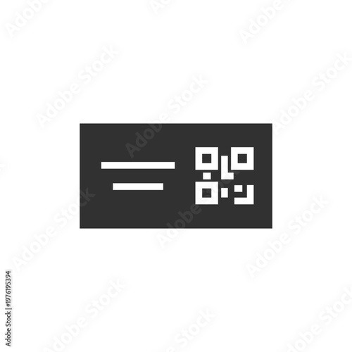 Ticket with QR code icon. Digital access and scan verification. Monochrome black and white symbol