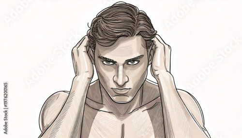 Man holding his head in frustration and stress.