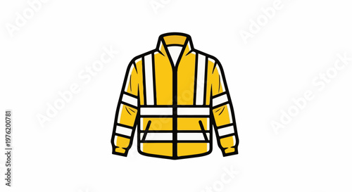 A yellow safety jacket with reflective white stripes and black trim