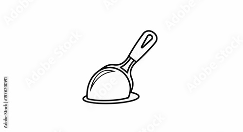 A simple line drawing of a scoop with a handle