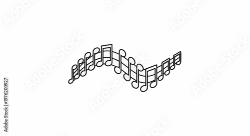 An undulating line of musical notes, in simple black outline