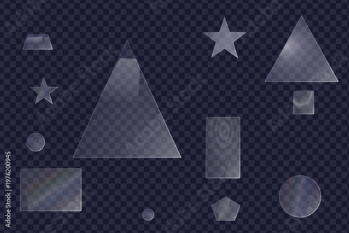 Triangle glass card UI panel isolated PNG for web design kit