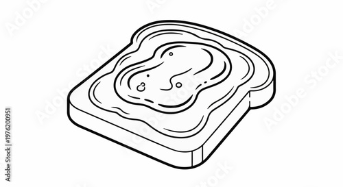 A simple line drawing of a slice of bread with spreadable topping