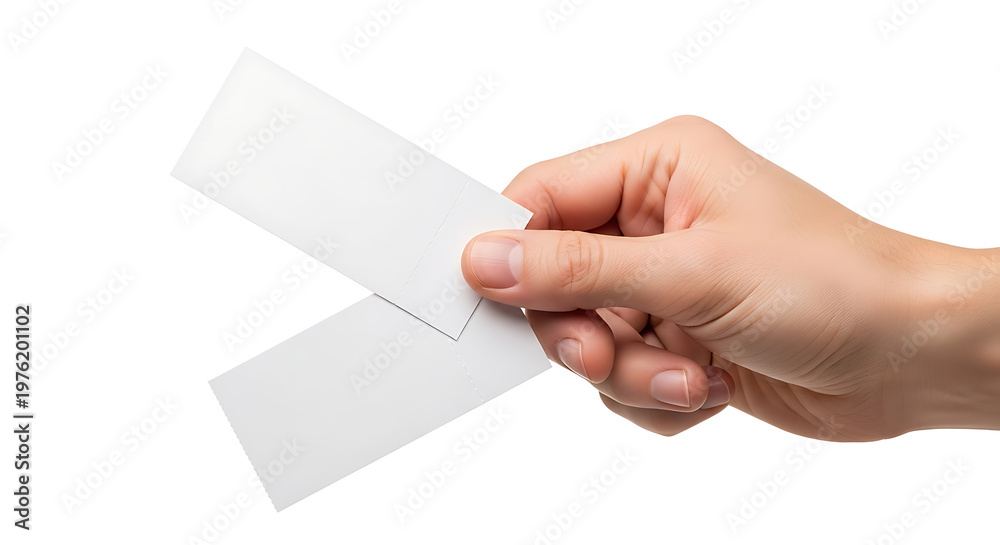 Fototapeta premium Hand holding two blank white business cards for branding or identity mockup