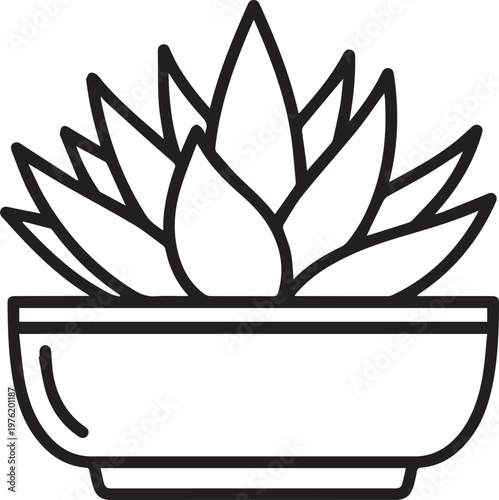 Succulent plant in pot outline simple vector illustration