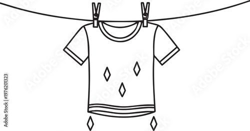 T-shirt on clothesline with clothespins illustration