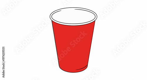 A simple red disposable cup with a white lid, presented from a slight angle