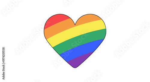 A simple rainbow heart shape on a white background