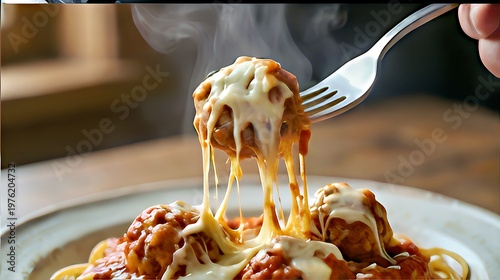 Creamy Mozzarella Meatballs with Spaghetti: Classic Italian Comfort Food