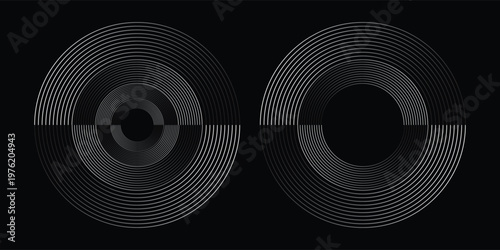 3D techno abstract background overlap layer on dark space with glowing white circles shape decoration for banner, flyer, card vector flow lines