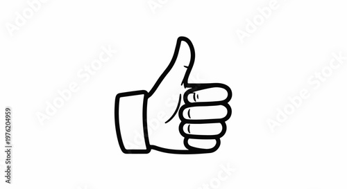 A stylized line drawing of a hand giving a thumbs up, outlined in black