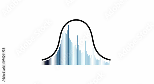 Abstract bell curve graph with varied blue bars