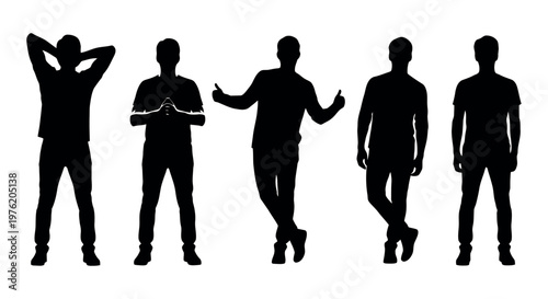 Set of individual person silhouettes in different casual poses