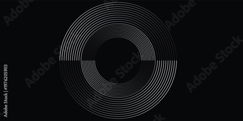 3D techno abstract background overlap layer on dark space with glowing white circles shape decoration for banner, flyer, card vector flow lines