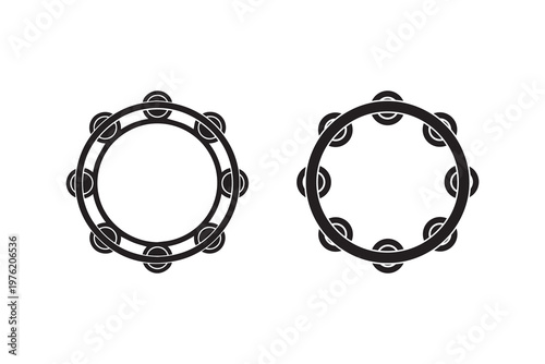 Tambourine silhouette on white background