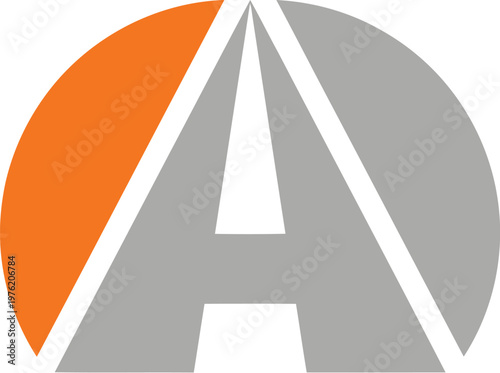 Vector graphic illustration of a modern logo design featuring a stylized letter A with a vibrant orange and gray color scheme on a clean white background for branding purposes