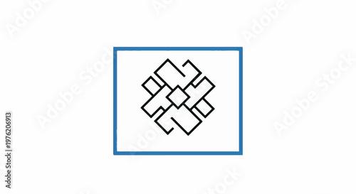 Abstract geometric design within a blue border